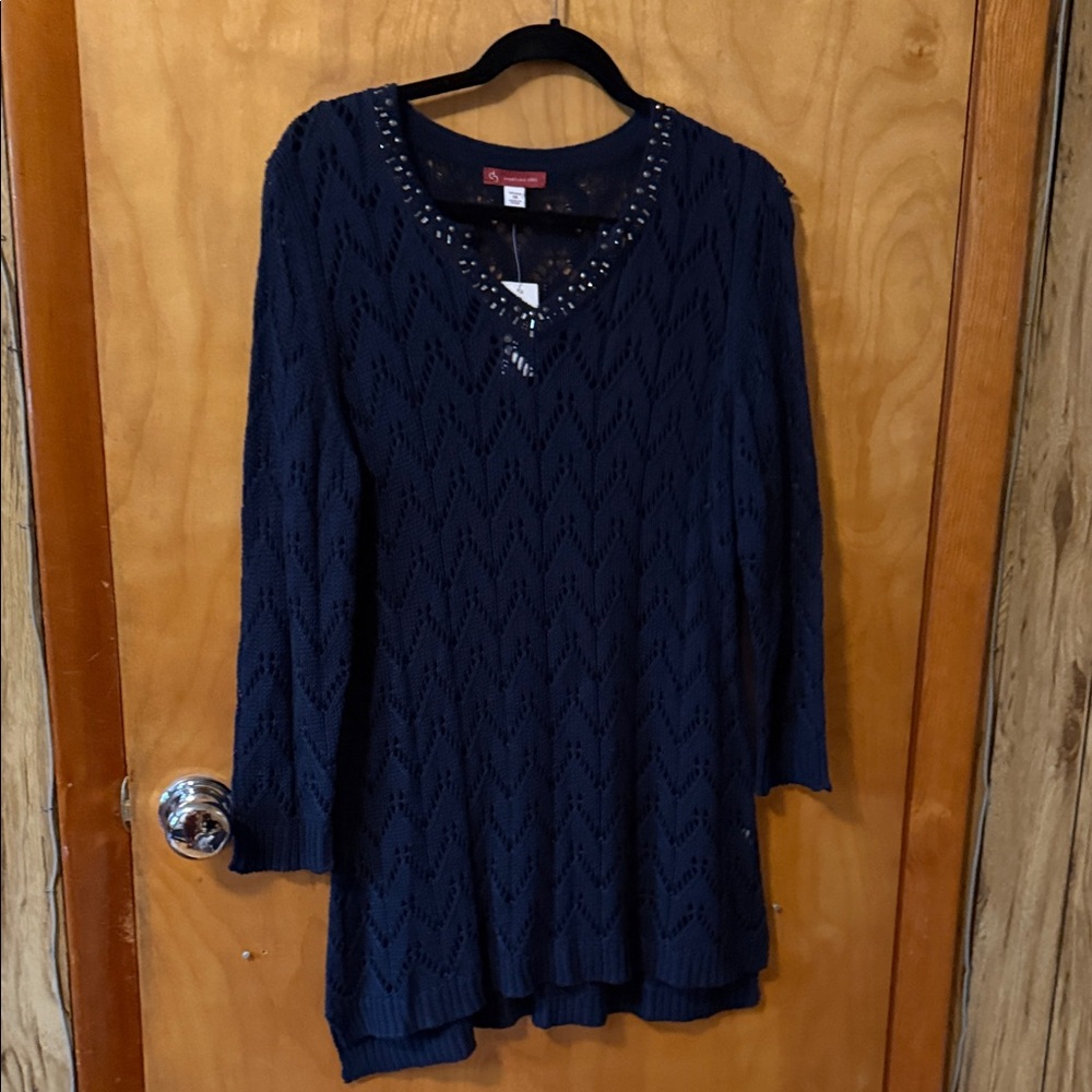Croft & Barrow Navy Sweater with Studded Detail